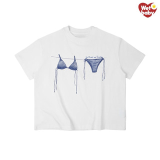 Áo Thun In Hình Vintage BIKINI XANH Babytee Form Rộng Màu Trắng Cotton 250gsm Mềm Mịn - WETBABY