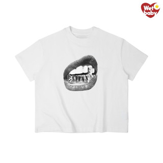Áo Thun In Hình Vintage MÔI ĐEN Babytee Form Rộng Màu Trắng Cotton 250gsm Mềm Mịn - WETBABY