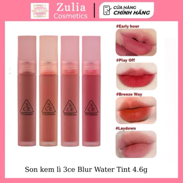 (VỎ MỚI) Son kem lì 3ce Blur Water Tint 4.6g mờ ảo mịn lì, lâu trôi (Nhập Khẩu Chính Hãng)