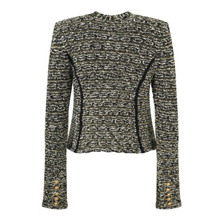 Áo khoác dạ tweet nữ form croptop phối khuy đồng hottrend