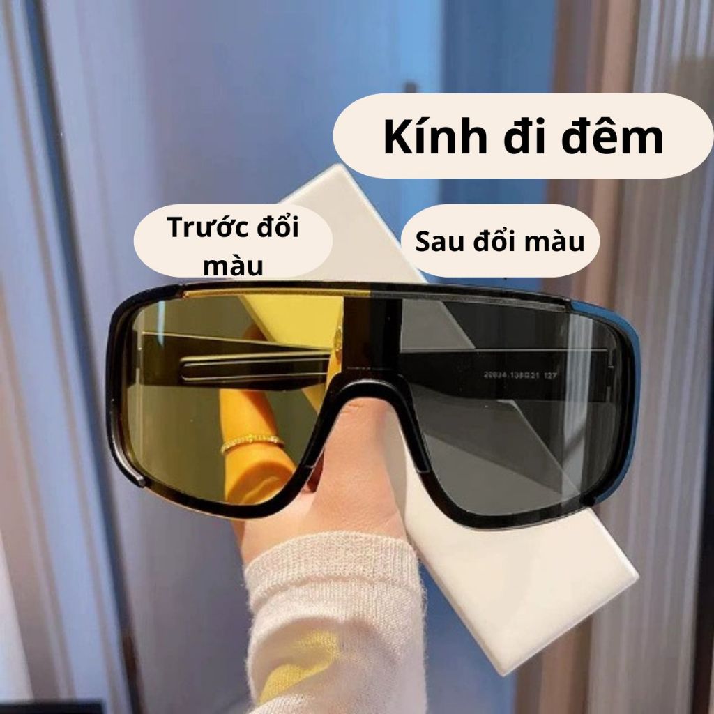 Mắt kính đi đêm đổi màu cản gió bảo vệ mắt, Kính mát thời trang chống tia UV400 phù hợp phượt thủ