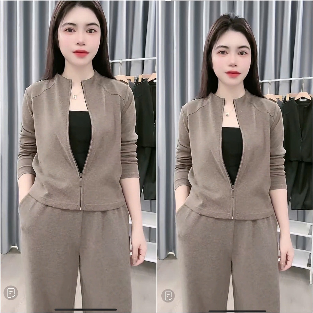 2026. [BỘ KHOÁC- QUẦN SUÔNG] Sét áo khoác kèm áo ống tay dài+ quần suông thỏ. Đủ size SMLXL 40kg- 70kg