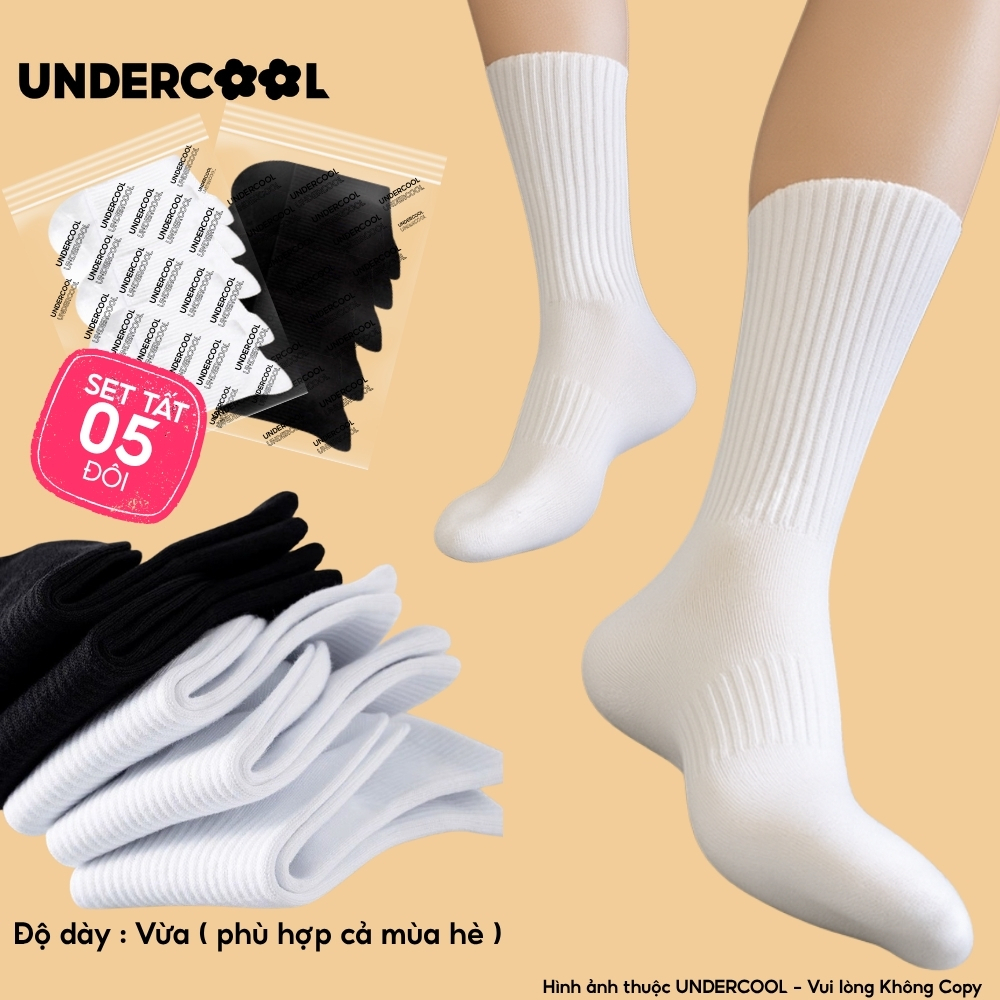 COMBO 5 đoi Tất vớ nữ unisex UNDERCOOL kiểu Hàn Quốc co giãn bốn chiều basic , chống hôi chân Live , CB-TC96