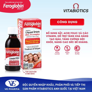 Thực Phẩm Bảo Vệ Sức Khỏe FEROGLOBIN B12 Liquid Hỗ Trợ Tăng Khả Năng Tạo Máu 200ml Vitabiotics