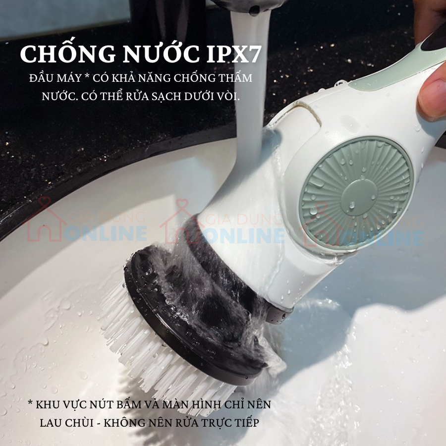 Bàn chải kiêm cây lau nhà điện X90 10 trong 1,  đầu có động cơ xoay dùng pin cho lau chùi cọ chà đa năng