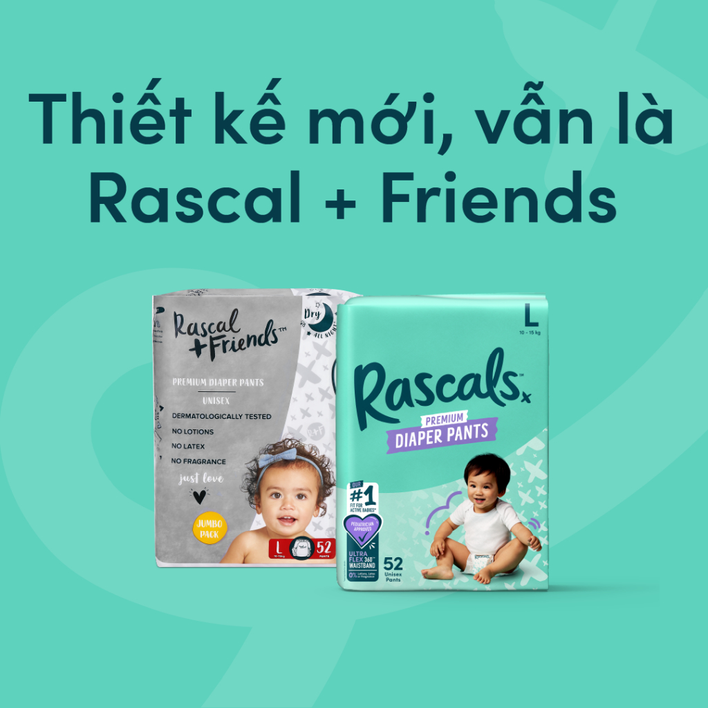 Thùng Jumbo 3 tã/bỉm Rascal Friend, thương hiệu Rascal and Friend NewZealand chính hãng