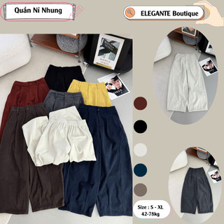 Quần Ống Rộng ELEGANTE Chất Liệu  Nỉ Nhung, Tôn Dáng Che Khuyết Điểm Đôi Chân Cực Tốt mã 433