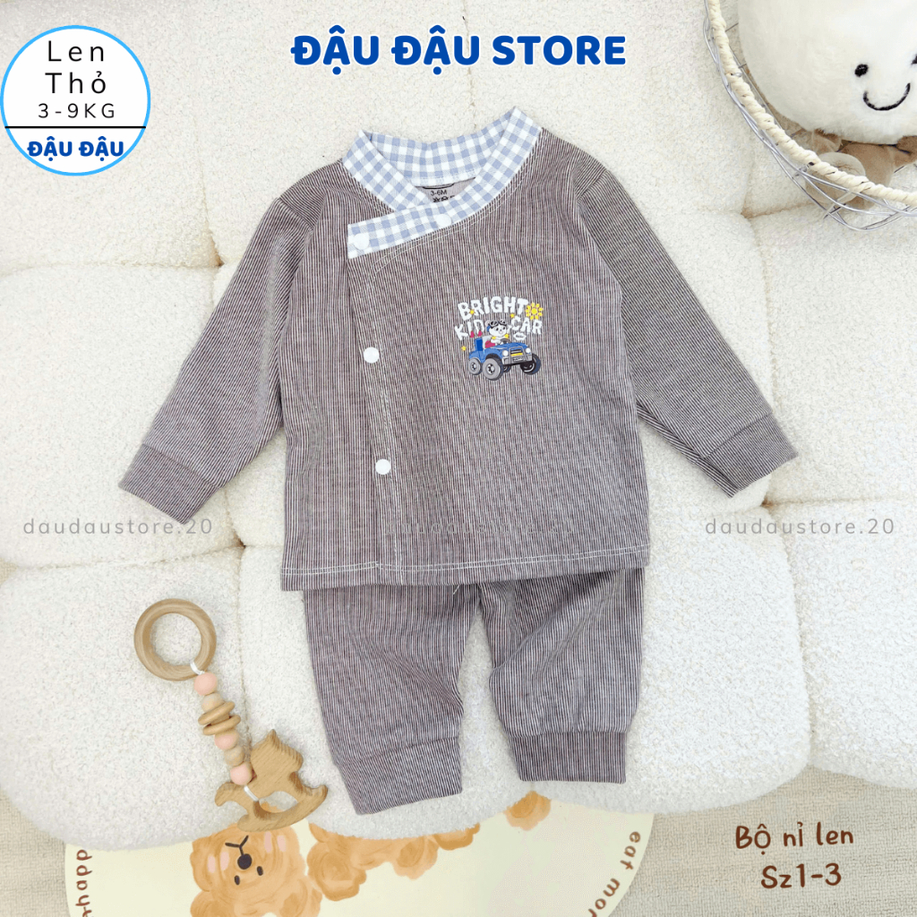 Set 3/5 Bộ Dài Tay Thu Đông Len Lông Thỏ Vạt Chéo Cúc Bấm Mềm Mại ấm áp cho bé sơ sinh 3-9kg MV-BLEN03 Đậu Đậu Store