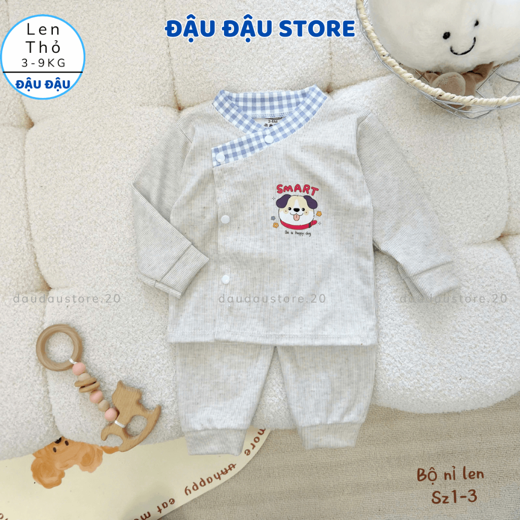 Set 3/5 Bộ Dài Tay Thu Đông Len Lông Thỏ Vạt Chéo Cúc Bấm Mềm Mại ấm áp cho bé sơ sinh 3-9kg MV-BLEN03 Đậu Đậu Store