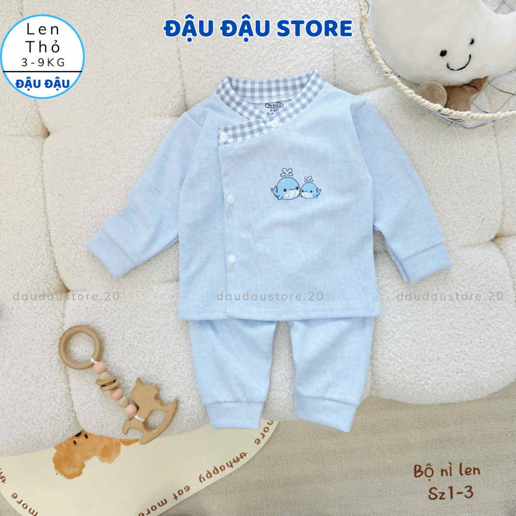 Set 3/5 Bộ Dài Tay Thu Đông Len Lông Thỏ Vạt Chéo Cúc Bấm Mềm Mại ấm áp cho bé sơ sinh 3-9kg MV-BLEN03 Đậu Đậu Store