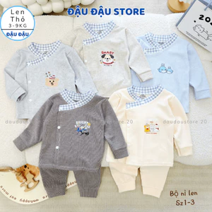 Set 3/5 Bộ Dài Tay Thu Đông Len Lông Thỏ Vạt Chéo Cúc Bấm Mềm Mại ấm áp cho bé sơ sinh 3-9kg MV-BLEN03 Đậu Đậu Store