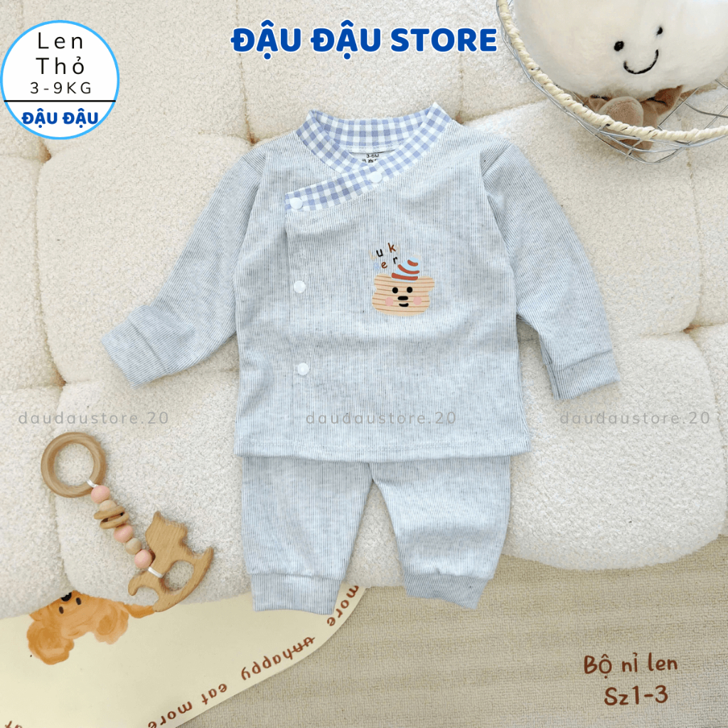 Set 3/5 Bộ Dài Tay Thu Đông Len Lông Thỏ Vạt Chéo Cúc Bấm Mềm Mại ấm áp cho bé sơ sinh 3-9kg MV-BLEN03 Đậu Đậu Store