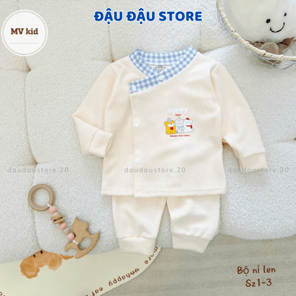 Set 3/5 Bộ Dài Tay Len Lông Thỏ Thu Đông Vạt Chéo Cúc Bấm Mềm Mại ấm áp cho bé 0-9 tháng MV-BLEN04 Đậu Đậu Store