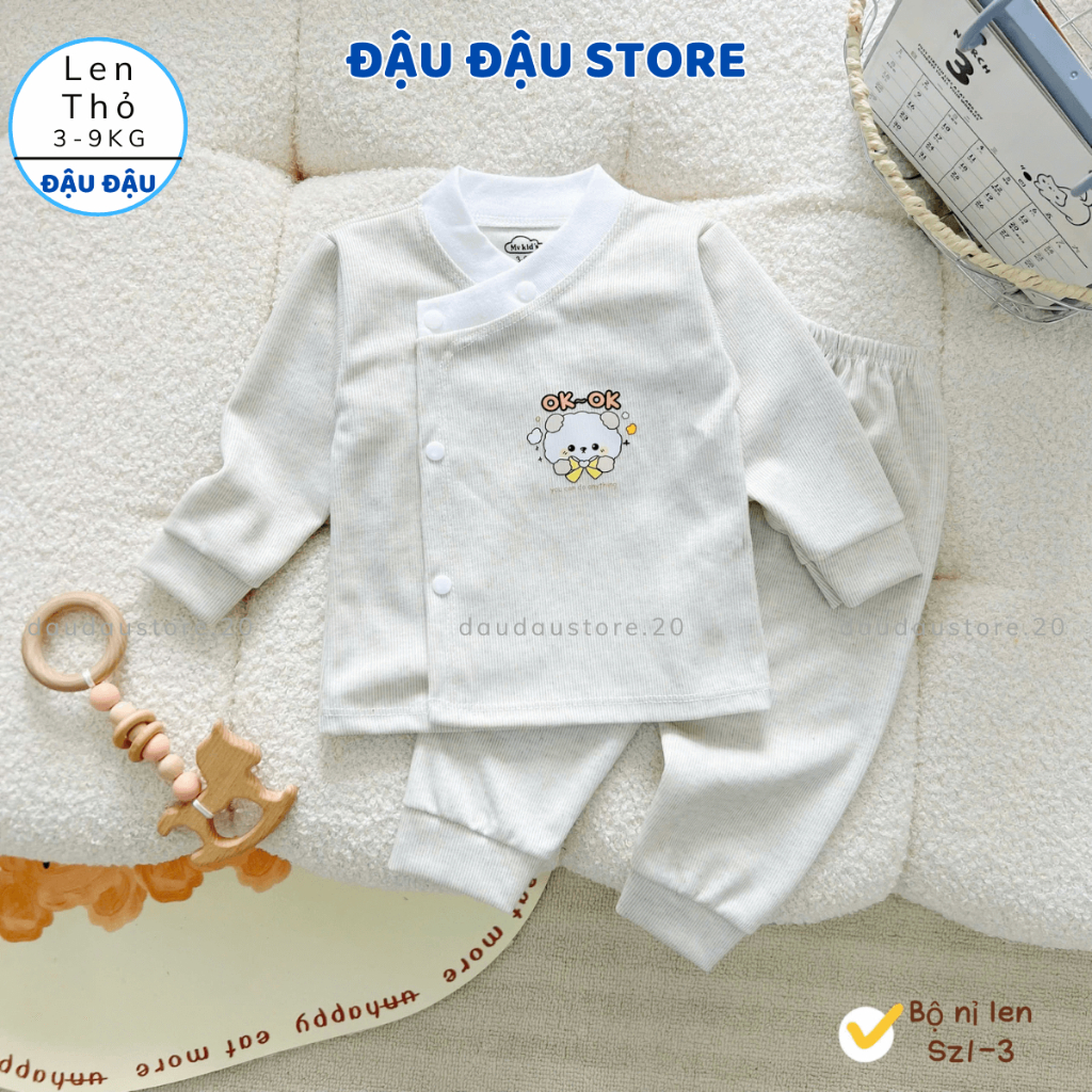 Set 3/5 Bộ Dài Tay Len Lông Thỏ Thu Đông Vạt Chéo Cúc Bấm Mềm Mại ấm áp cho bé 0-9 tháng MV-BLEN04 Đậu Đậu Store