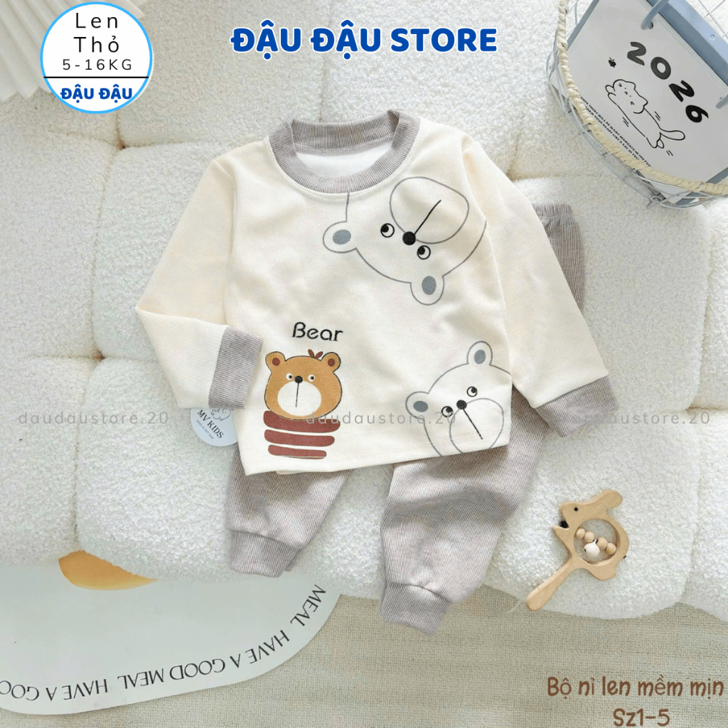 Set 2-Set 3 Bộ Dài Tay Len Lông Thỏ Thu Đông thời trang mềm mại ấm áp cho bé trai bé gái 5 -15kg MV-BLEN05 Đậu Đậu Store