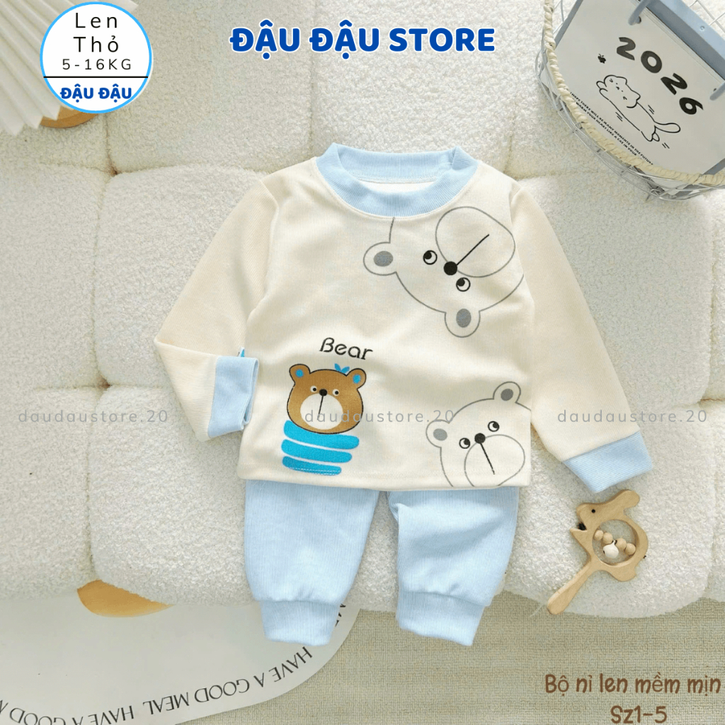 Set 2-Set 3 Bộ Dài Tay Len Lông Thỏ Thu Đông thời trang mềm mại ấm áp cho bé trai bé gái 5 -15kg MV-BLEN05 Đậu Đậu Store