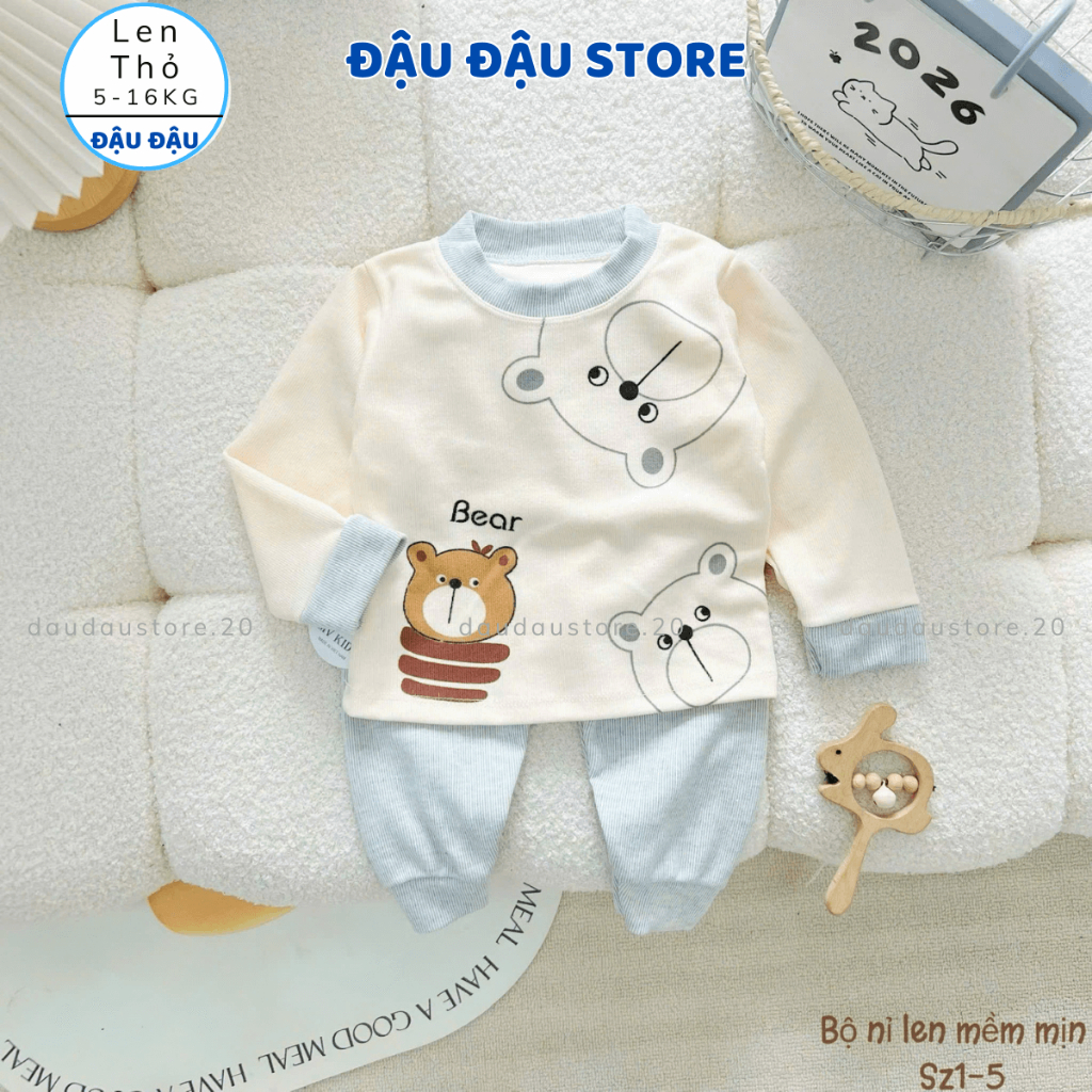 Set 2-Set 3 Bộ Dài Tay Len Lông Thỏ Thu Đông thời trang mềm mại ấm áp cho bé trai bé gái 5 -15kg MV-BLEN05 Đậu Đậu Store