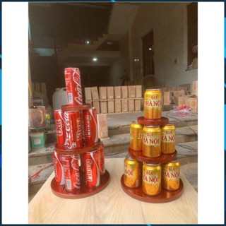 Combo 2 Tháp bày bia nước ngọt, Tháp 3 tầng trưng bày ngày Tết ban thờ phủ bóng hàng dày đẹp