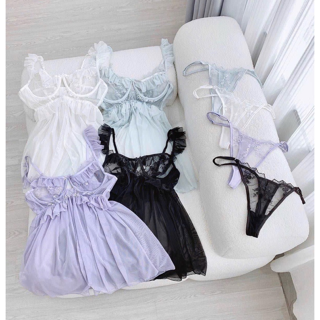 Đầm ngủ ren SLADY sexy xuyên thấu, mềm mịn hấp dẫn hàng nhập khẩu - VNS113 - váy ngủ sexy gợi cảm, bộ ngủ quyến rũ sexy