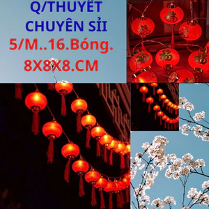 '' đèn led không nháy''đèn lông đỏ''loại to 16 bóng'' 5m, 8x8x8cm trang trí tết, cưới hỏi ''Q.T''