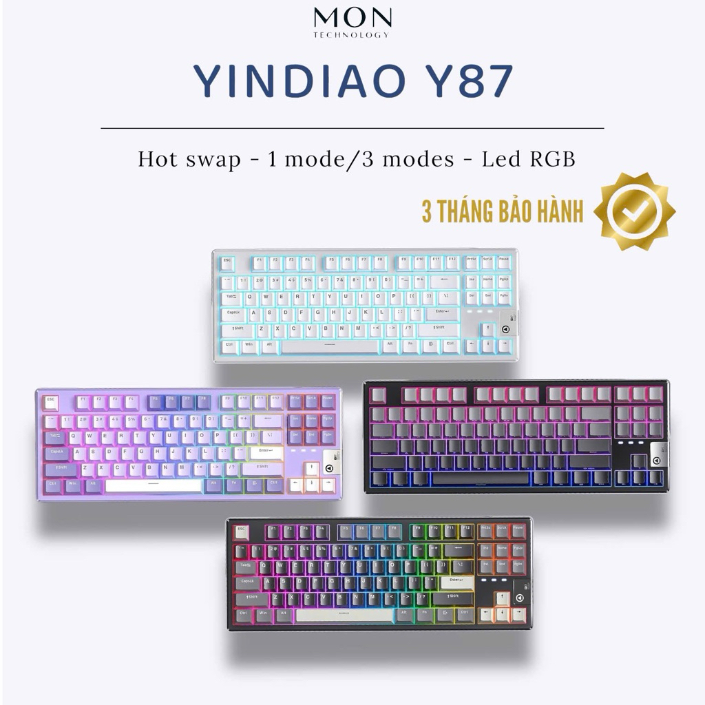 [ Sẵn Hàng ] Bàn phím cơ Yindiao Y87 Hot Swap | Gasket Mount | Plate PC | BigBuy360 - bigbuy360.vn
