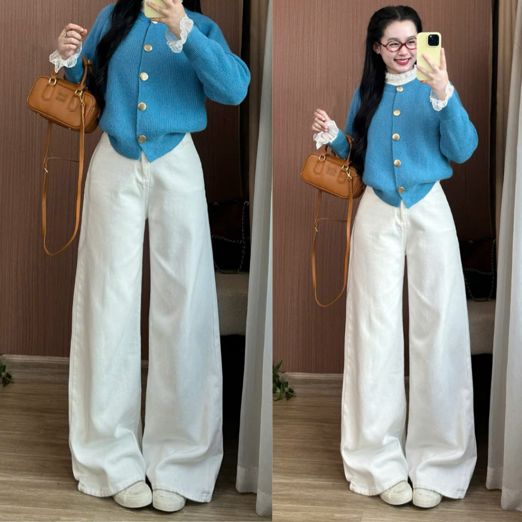 Quần jean ỐNG LOE 247Store nhiều màu lưng cao tôn dáng dài 103cm đi học đi làm đi chơi Back to School