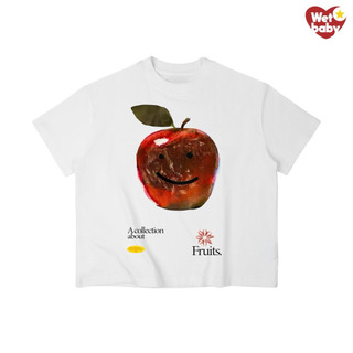 Áo Thun In Hình Vintage TÁO APPLE Babytee Form Rộng Màu Trắng Cotton 250gsm Mềm Mịn - WETBABY