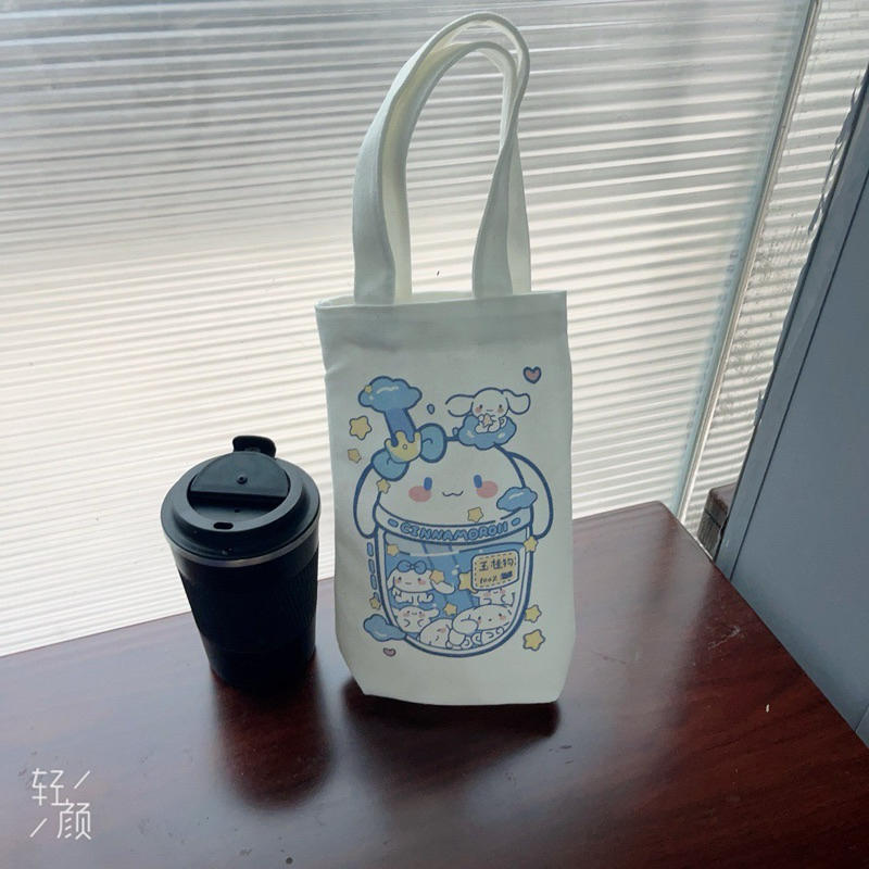 Túi vải đựng ly giữ nhiệt, túi canvas đựng bình ly cốc giữ nhiệt tiện lợi đi làm đi học