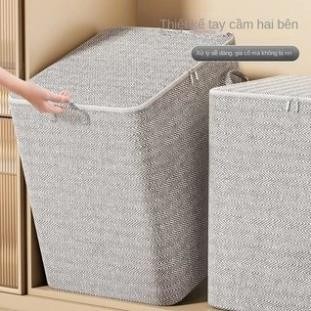 Giỏ đựng quần áo bằng vải hoạ tiết kẻ sọc - Túi đựng chăn màn có sức chứa lớn,Có khoá kéo,Đồ Đa Năng gấp gọn tiện dụng