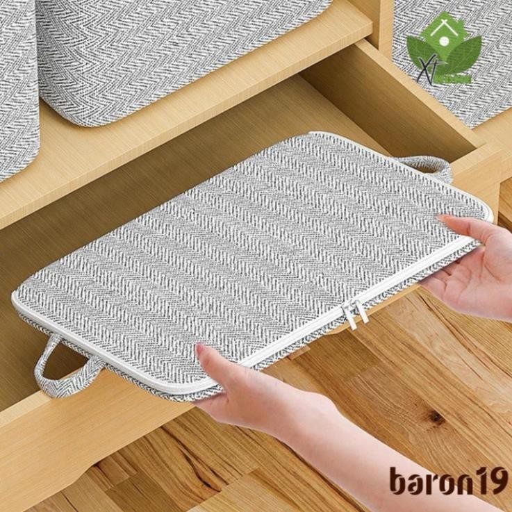 Giỏ đựng quần áo bằng vải hoạ tiết kẻ sọc - Túi đựng chăn màn có sức chứa lớn,Có khoá kéo,Đồ Đa Năng gấp gọn tiện dụng