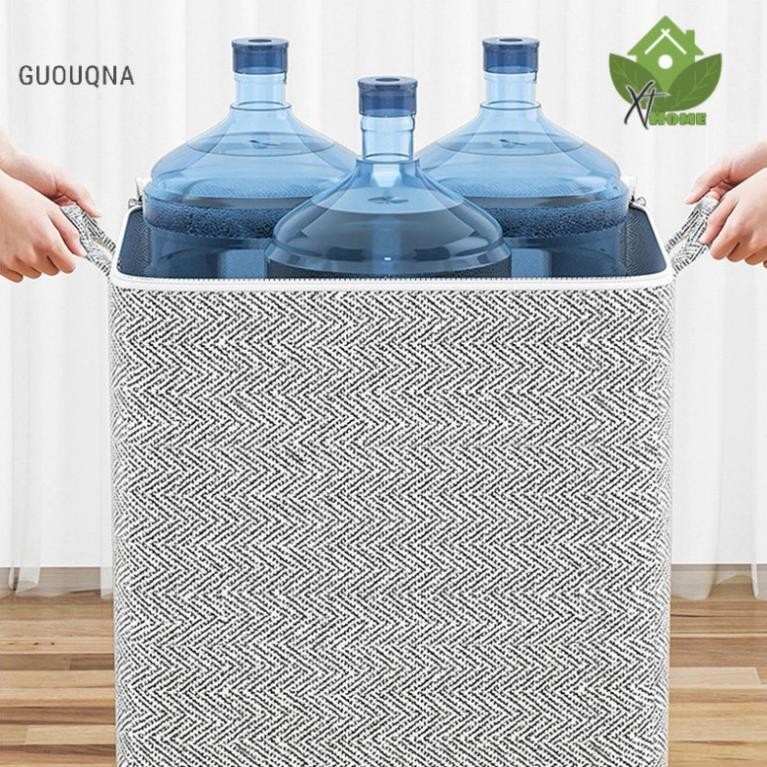 Giỏ đựng quần áo bằng vải hoạ tiết kẻ sọc - Túi đựng chăn màn có sức chứa lớn,Có khoá kéo,Đồ Đa Năng gấp gọn tiện dụng