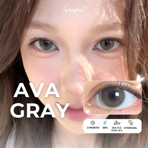 Kính áp tròng Ava Gray xám xanh trơn không giãn tây sáng 3 tháng 0-7 độ | Spring Lens