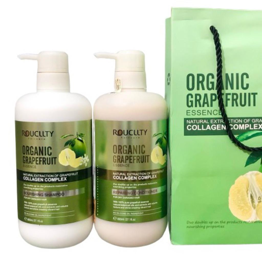 Bộ dầu gội xả hấp bưởi phục hồi, giảm rụng, mọc tóc nhanh Ailise Roucllty Valert Grapefruit 800ml