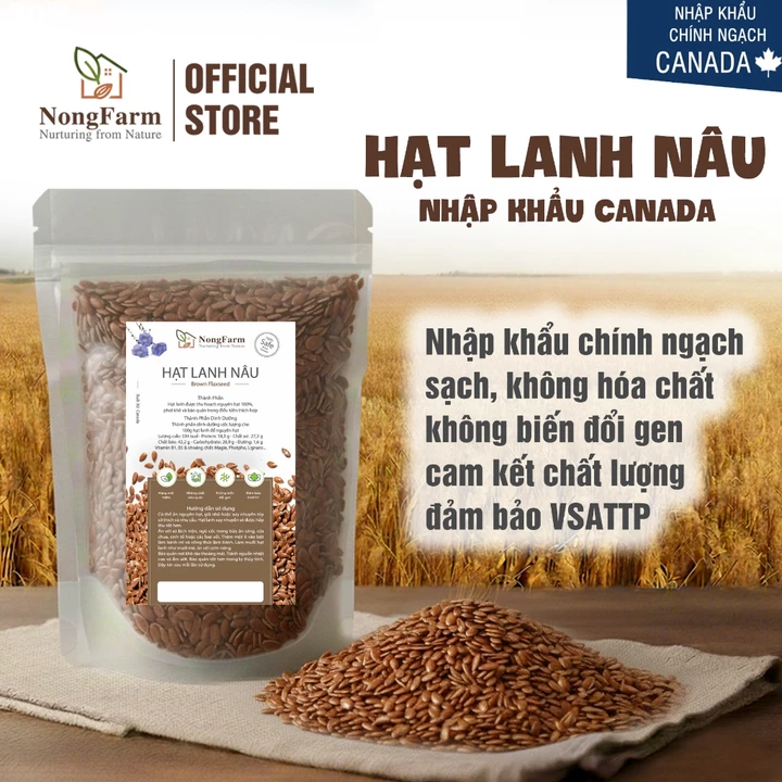 Hạt lanh nâu - Nhập khẩu Canada chính hãng - hỗ trợ ngăn ngừa ung thư vú và tiểu đường