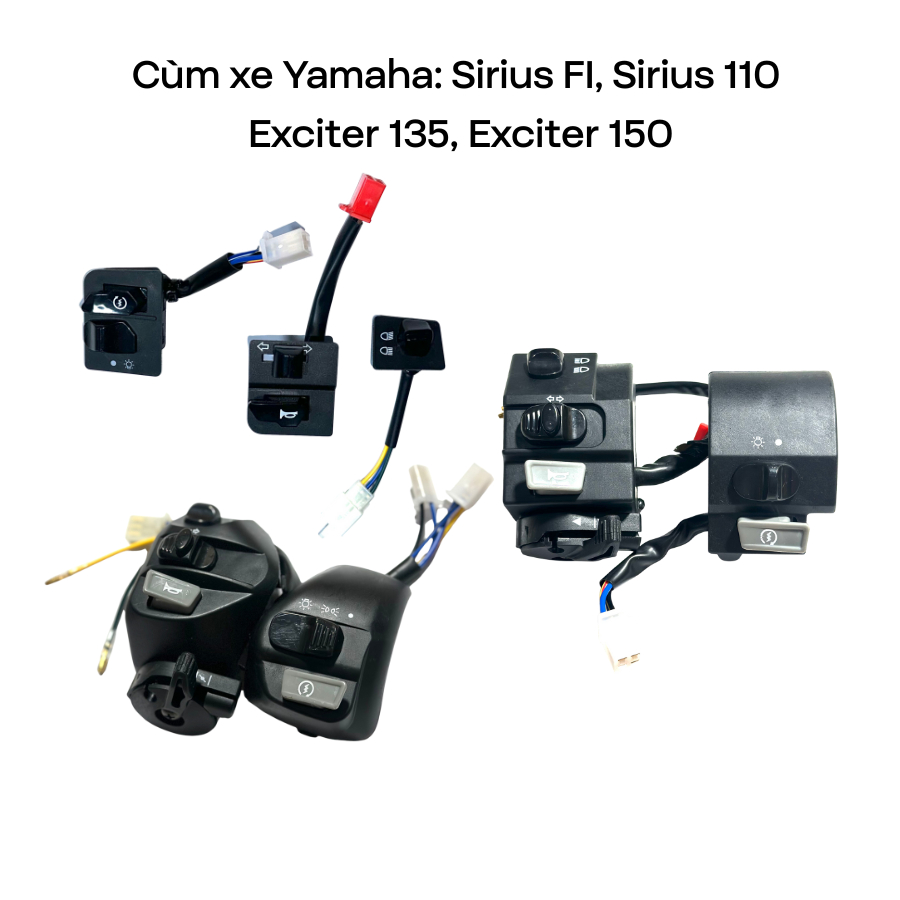 Bộ Cùm Công Tắc Xe Yamaha: Sirius110, Exciter 135,Exciter 150,Sirius FI - Bấm Siêu Nhạy, Nhựa Cao Cấp