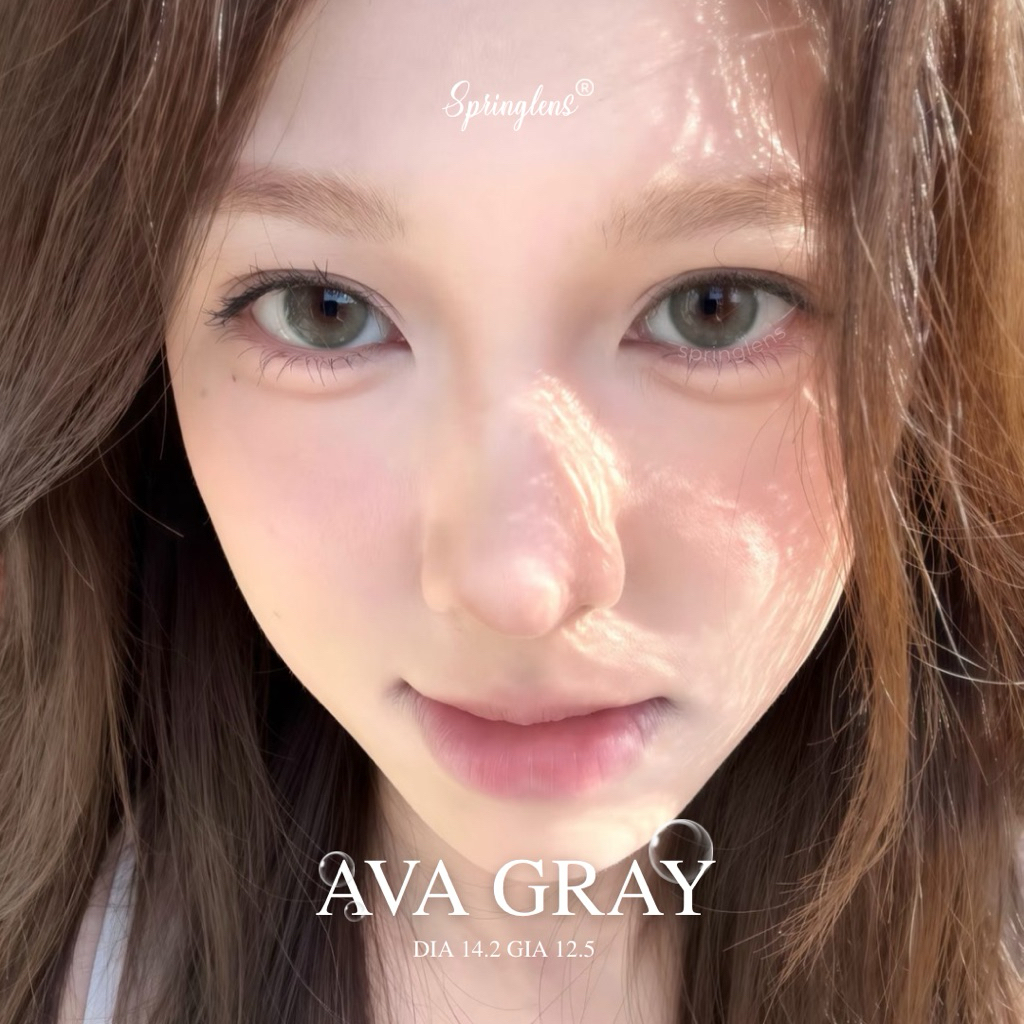 Kính áp tròng Ava Gray xám xanh trơn không giãn tây sáng 3 tháng 0-7 độ | Spring Lens