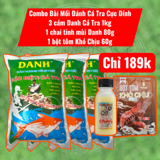 🔥Combo Cám Danh Mồi Câu Cá Tra Bá Đạo – 3 Cám + Tinh Mùi + Bột Tôm - Cá Ăn Mạnh Chốt Kèo Nhanh🔥