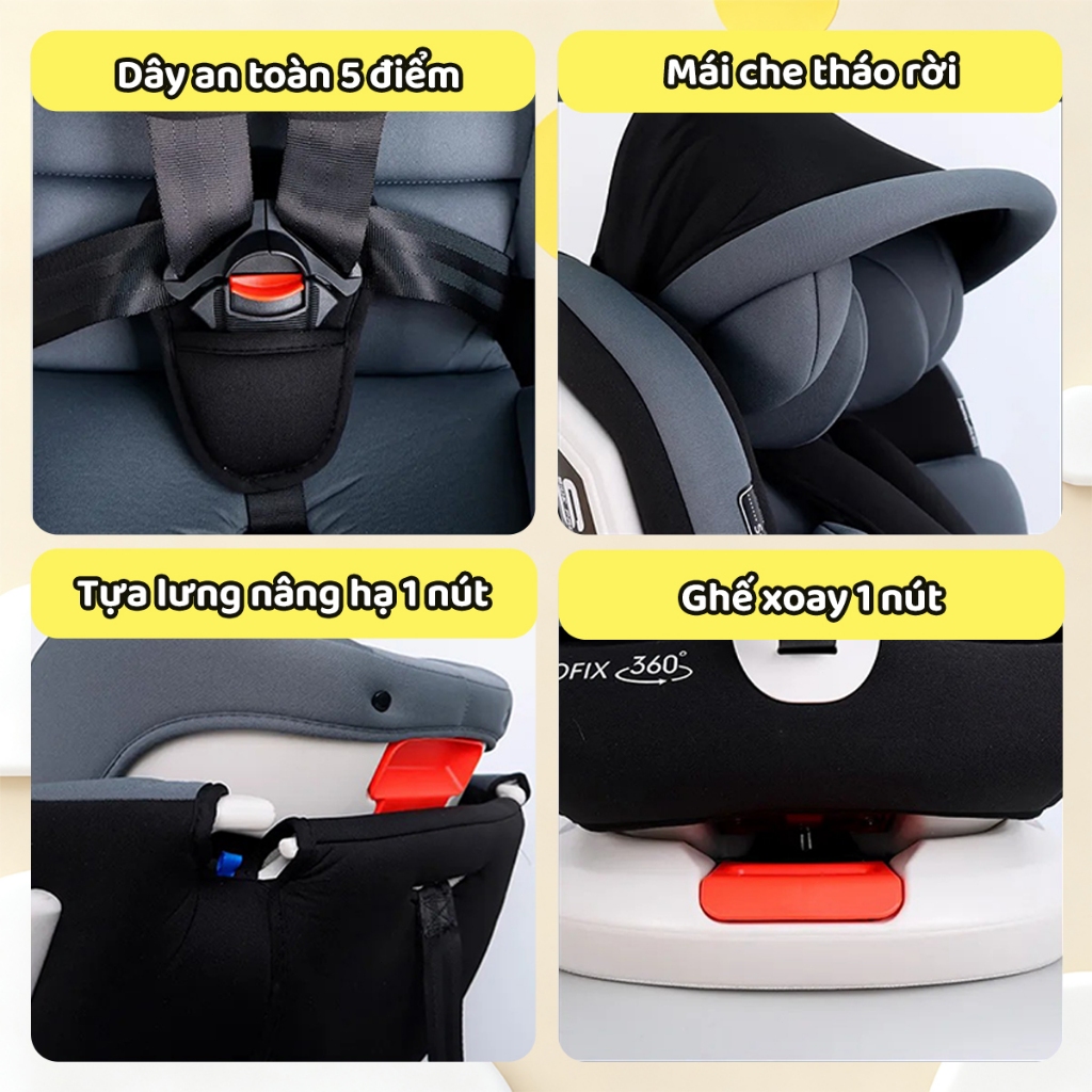 Ghế Ngồi Ô Tô Cho Bé Có Khóa Chốt An Toàn, Ghế An Toàn Cho Trẻ Em, ISOFIX+LACTH Cố Định