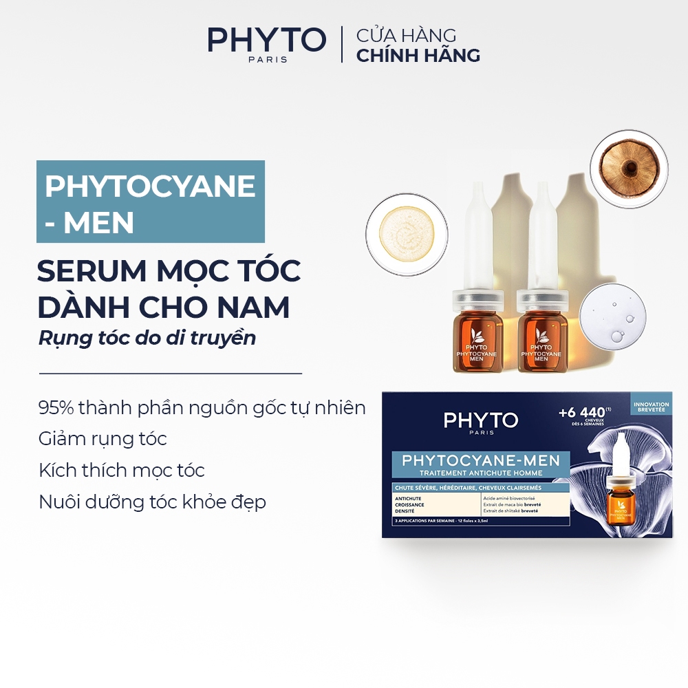 Combo 2 Serum nam PHYTOCYANCE MEN TRAITEMENT ANTICHUTE HOMME-Hỗ trợ mọc và giảm rụng cho tóc mỏng, rụng hói (Hộp 12 ống)