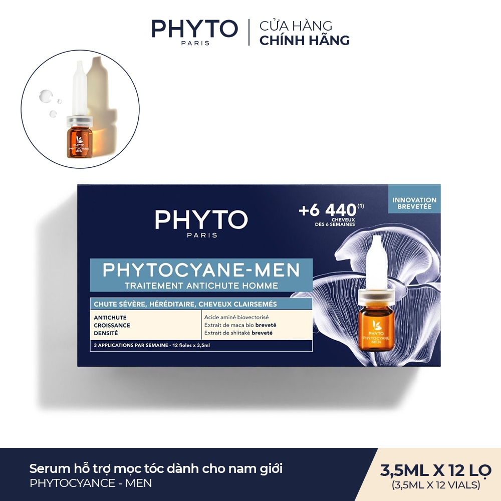 Combo 2 Serum nam PHYTOCYANCE MEN TRAITEMENT ANTICHUTE HOMME-Hỗ trợ mọc và giảm rụng cho tóc mỏng, rụng hói (Hộp 12 ống)