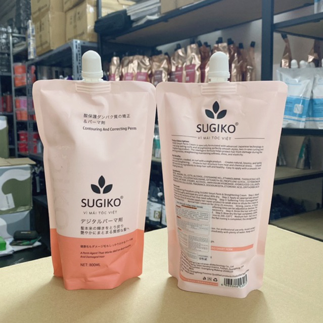 SUGIKO Kem Duỗi Uốn Thuần Chay ORGANIC800ml - Công Nghệ Thông Minh Không Cần Dập