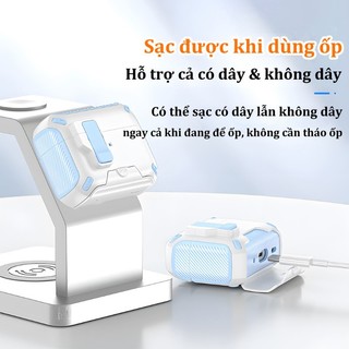 Vỏ AirPods siêu bền có nam châm hỗ trợ tích hợp giá đỡ điện thoại cho AirPods 1 2 3 4 Pro