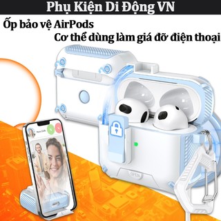 Vỏ AirPods siêu bền có nam châm hỗ trợ tích hợp giá đỡ điện thoại cho AirPods 1 2 3 4 Pro