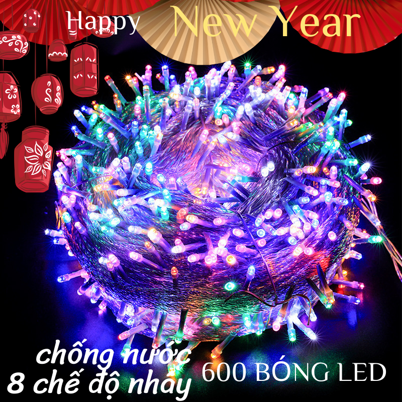 Dây đèn led chớp nháy 600 bóng nhiều màu đèn led trang trí tết nguyên đán trang trí cây đào mai