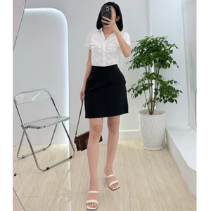 Chân váy chữ A ngắn 45cm công sở có quần bảo hộ túi sâu Váy ngắn basic Lolalalo