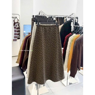 Chân Váy Dài Hoa Nhí Dáng Xòe Lưng Chun Phong Cách Vintage Hàn Quốc Dễ Phối Đồ Cakecat