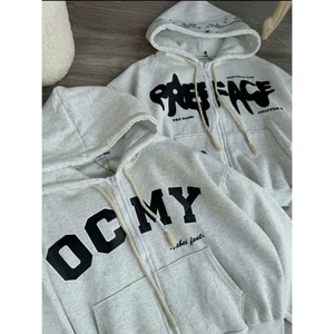 Áo khoác nỉ 2 da L1- Áo form boxy in OCMY - Thiết kế unisex nam nữ đều mặc được