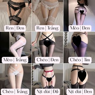 [LaMeo Lingerie] Quần tất, Tất đai, Tất đùi ren lưới sexy phối dây kẹp tất bản lưng chống tụt garter cho nữ