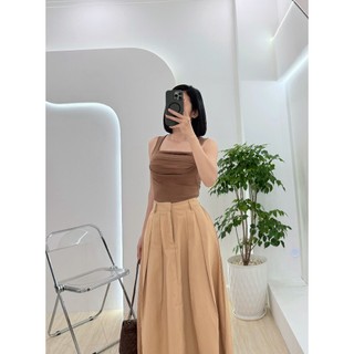 (Deal mở bán) Chân váy xếp ly dài xòe bồng bảng lưng cao che bụng Váy chữ A xếp ly kaki dài 92cm Lolalalo