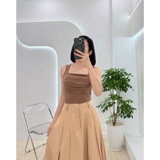 (Deal mở bán) Chân váy xếp ly dài xòe bồng bảng lưng cao che bụng Váy chữ A xếp ly kaki dài 92cm Lolalalo